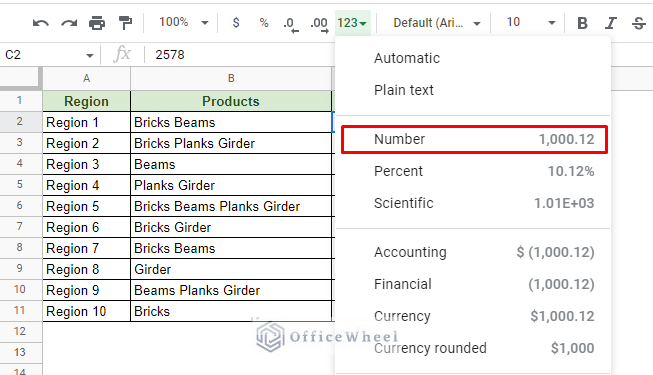 the default number format includes a comma at every three digits